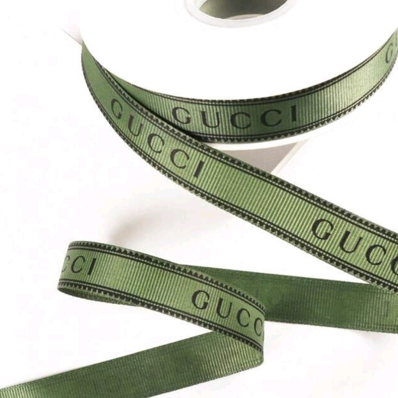 NEW 2cm Gucci Olive Green Satin Ribbon, Polyester Fabric - Picture 5 of 5